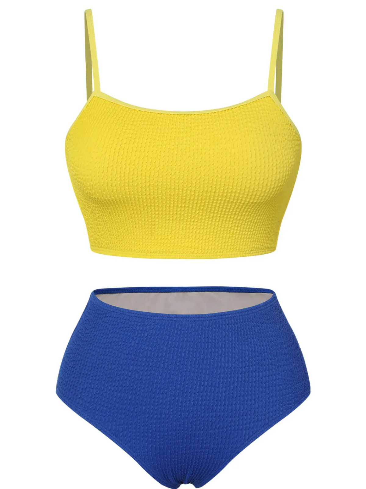 New Retro Stage 1950s Solid High Rise Strap Swimsuit