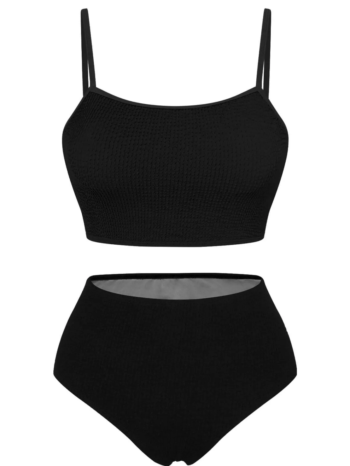 New Retro Stage 1950s Solid High Rise Strap Swimsuit