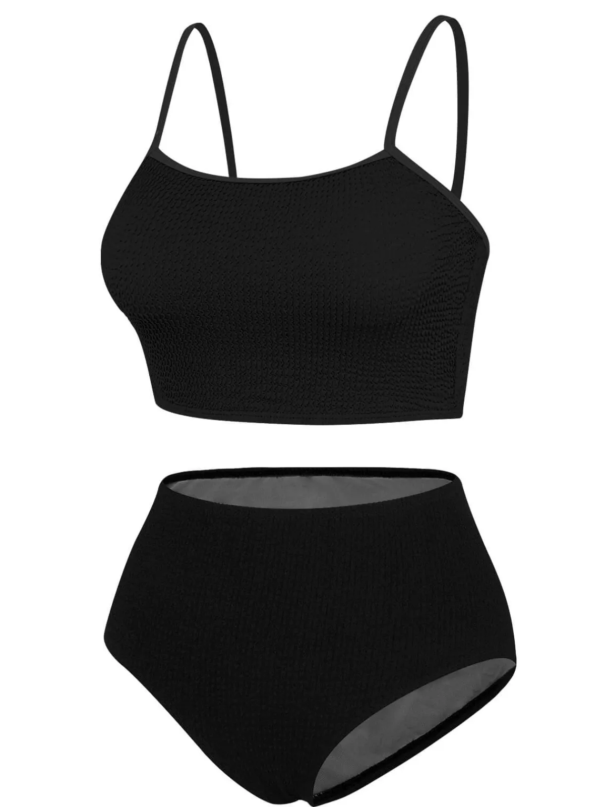 New Retro Stage 1950s Solid High Rise Strap Swimsuit