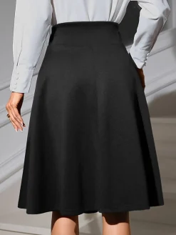 New Retro Stage 1940s Solid High Waist Lace-Up Skirt