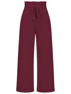 Outlet Retro Stage 1950s Solid Hight Waist Wideleg Pants