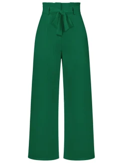 Outlet Retro Stage 1950s Solid Hight Waist Wideleg Pants