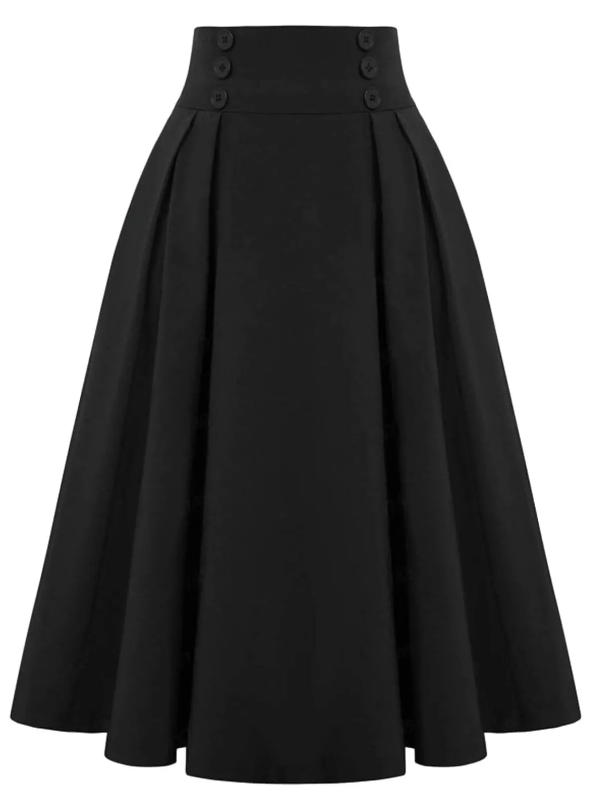 Sale Retro Stage 1940s Solid High-Waist Pleated Skirt