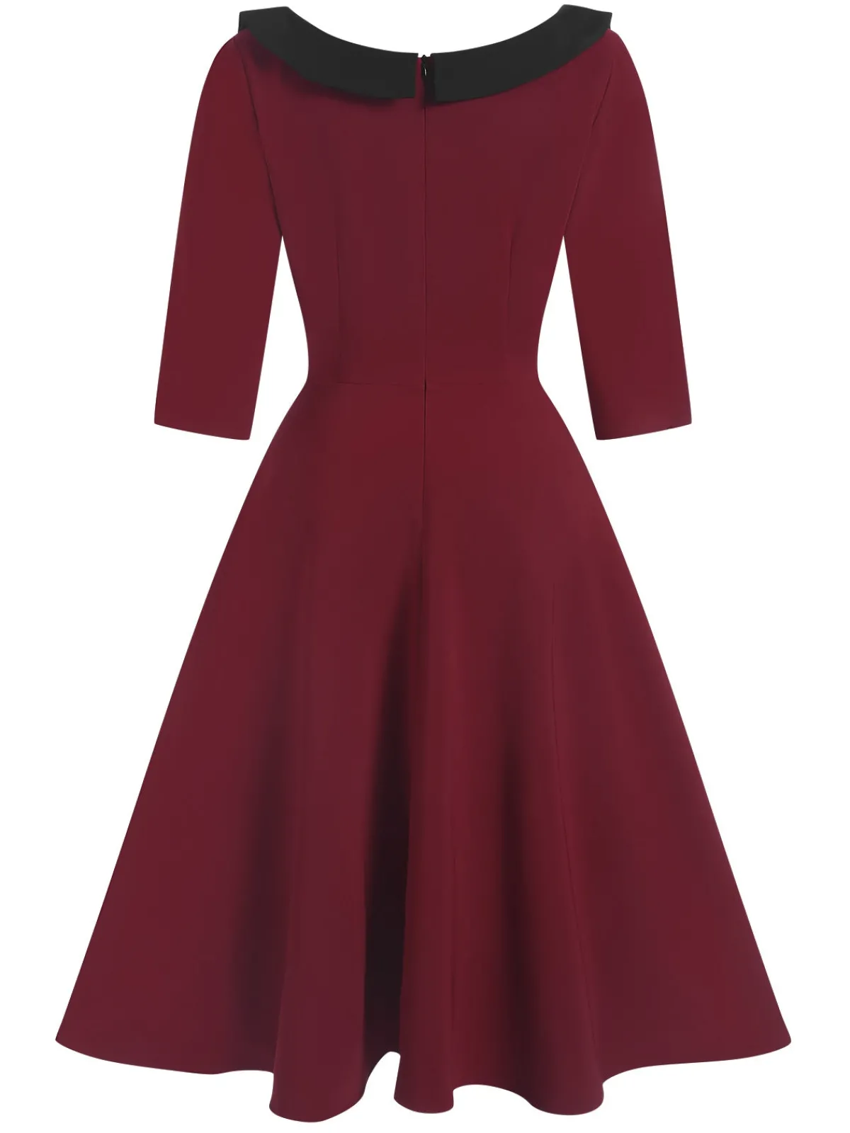 Outlet Retro Stage 1950s Solid Irregular Collar Half Sleeves Dress