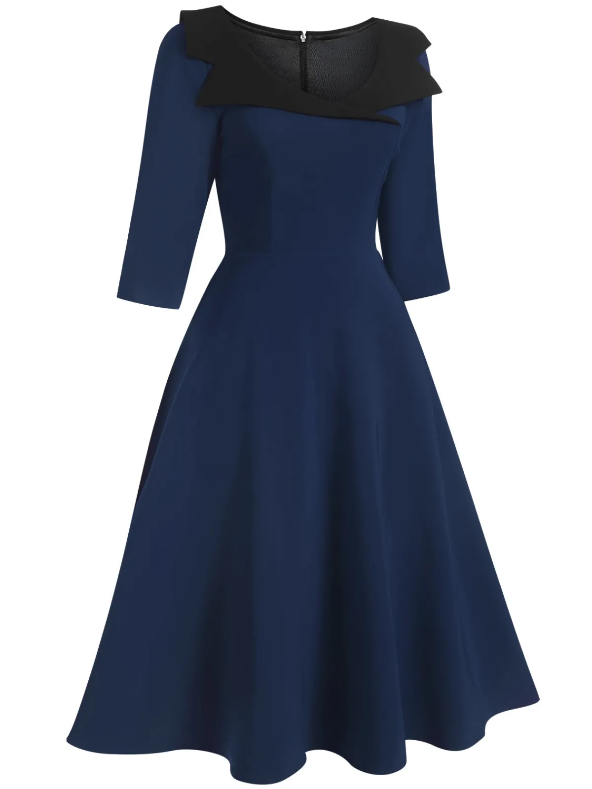 Outlet Retro Stage 1950s Solid Irregular Collar Half Sleeves Dress