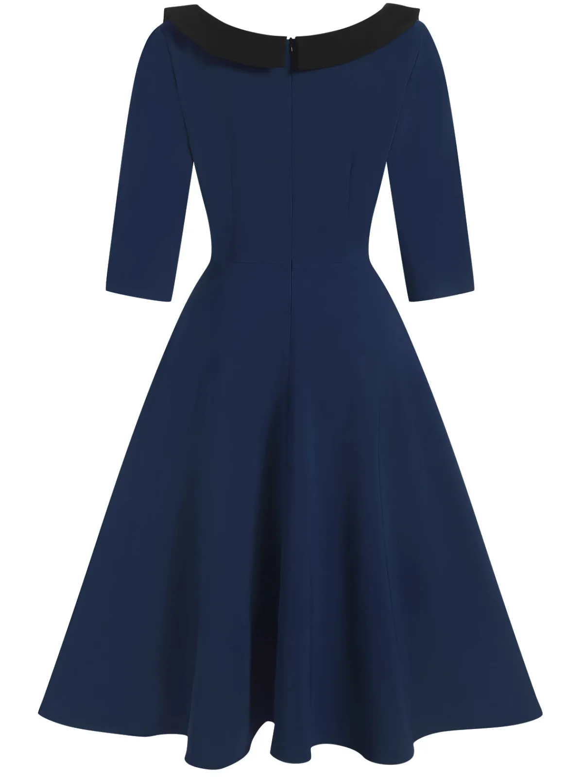 Outlet Retro Stage 1950s Solid Irregular Collar Half Sleeves Dress
