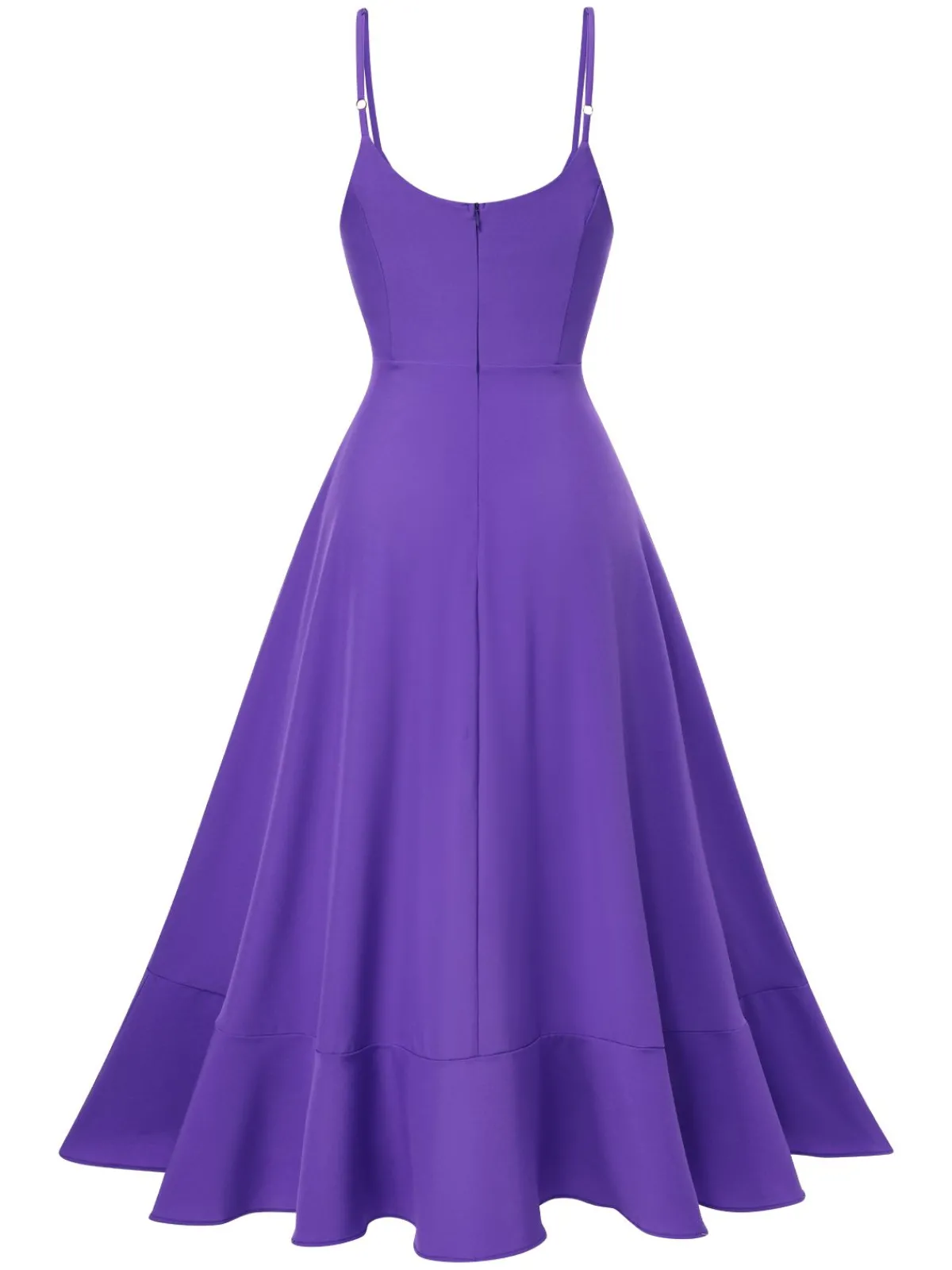 Discount Retro Stage 1950s Solid Irregular Hem Suspender Dress