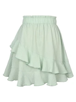 Hot Retro Stage 1940s Solid Irregular Ruffle Elastic Waist Skirt
