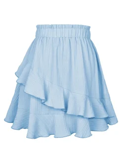 Hot Retro Stage 1940s Solid Irregular Ruffle Elastic Waist Skirt