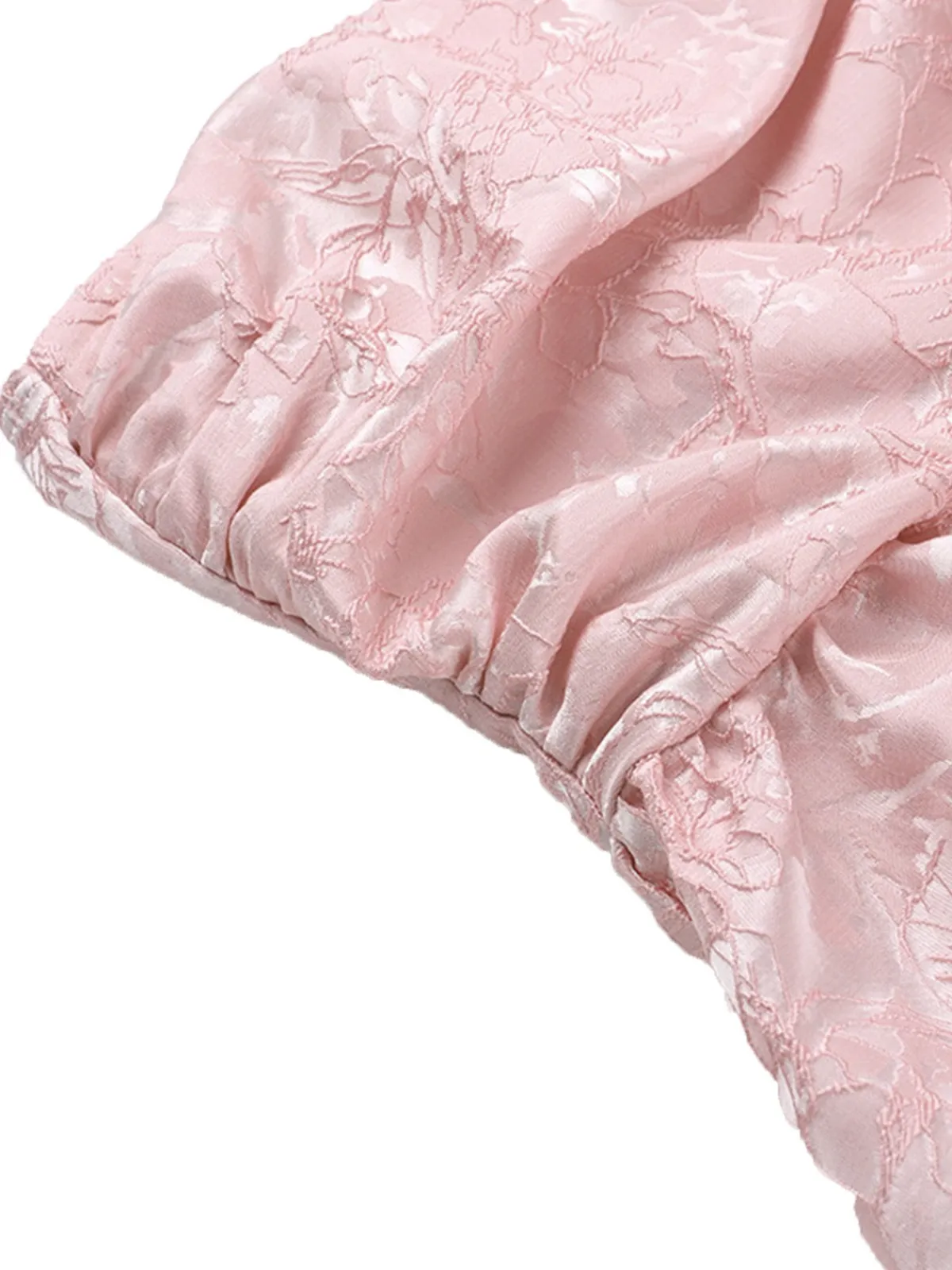 Clearance Retro Stage 1950s Solid Jacquard Floral Bandeau Lace-Up Dress