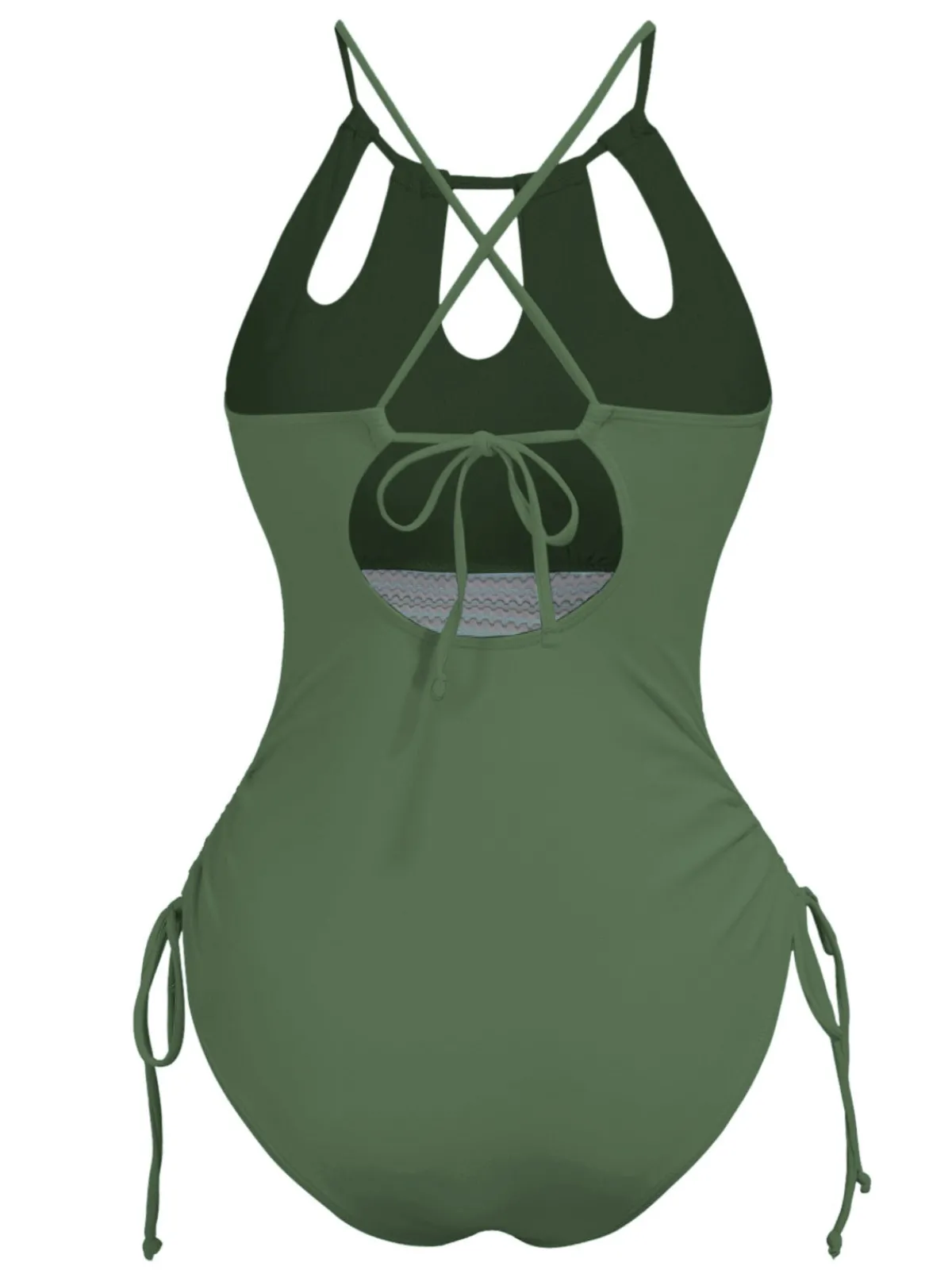 Discount Retro Stage 1950s Solid Keyhole Collar Cross-Bind Swimsuit