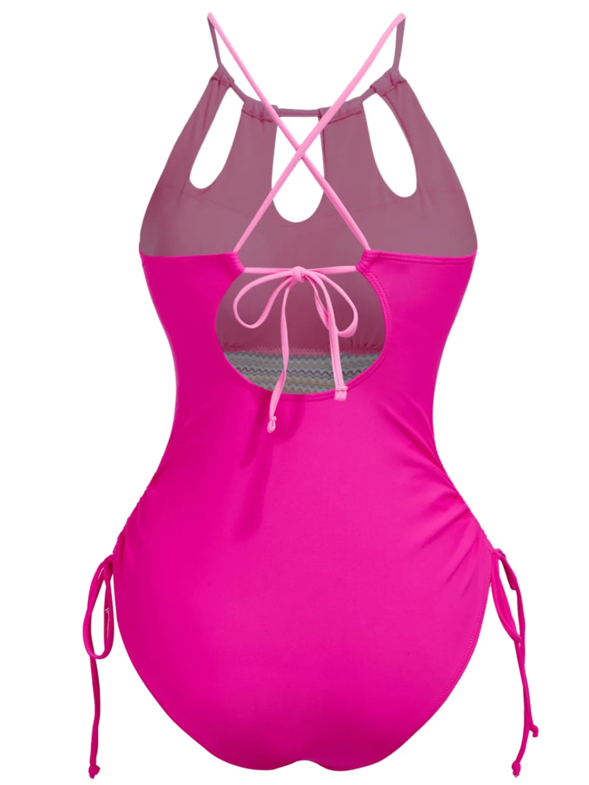 Discount Retro Stage 1950s Solid Keyhole Collar Cross-Bind Swimsuit