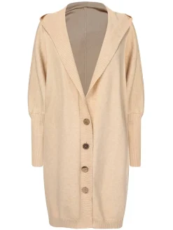 Online Retro Stage 1940s Solid Knit Hooded Cardigan