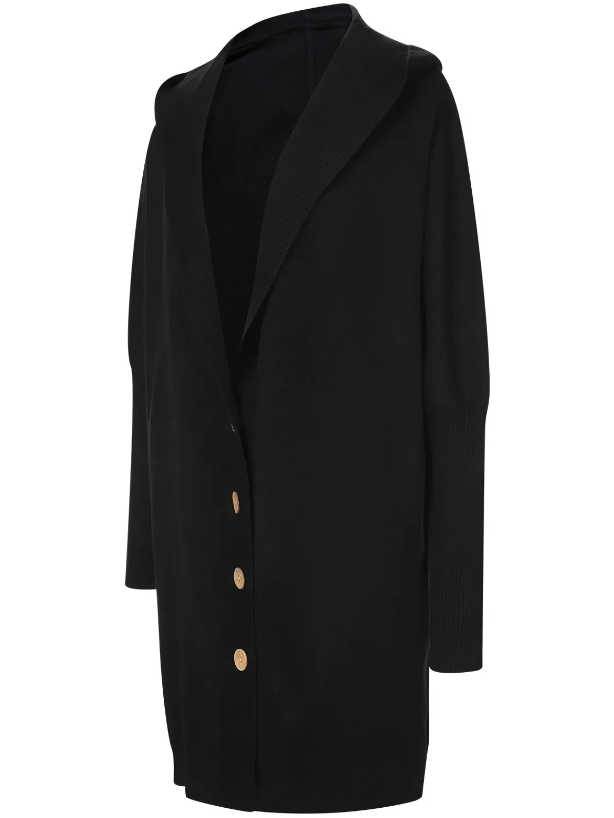 Online Retro Stage 1940s Solid Knit Hooded Cardigan