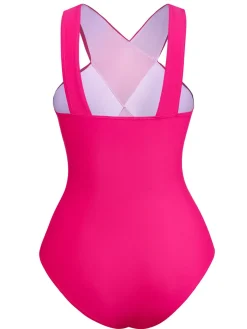 Online Retro Stage 1940s Solid Knot Wrapped One-Piece Swimsuit