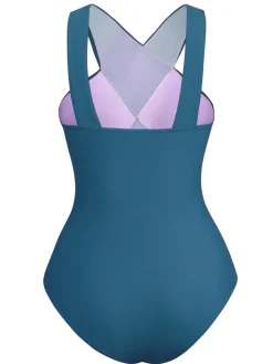 Online Retro Stage 1940s Solid Knot Wrapped One-Piece Swimsuit