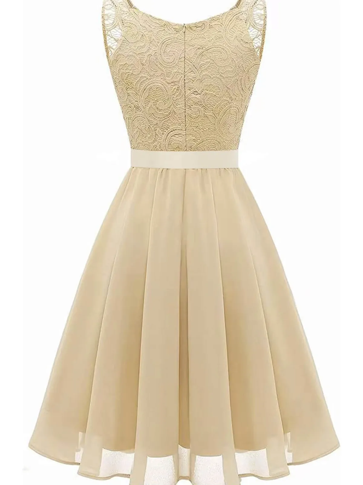 Outlet Retro Stage 1940s Solid Lace Chiffon Patchwork Dress