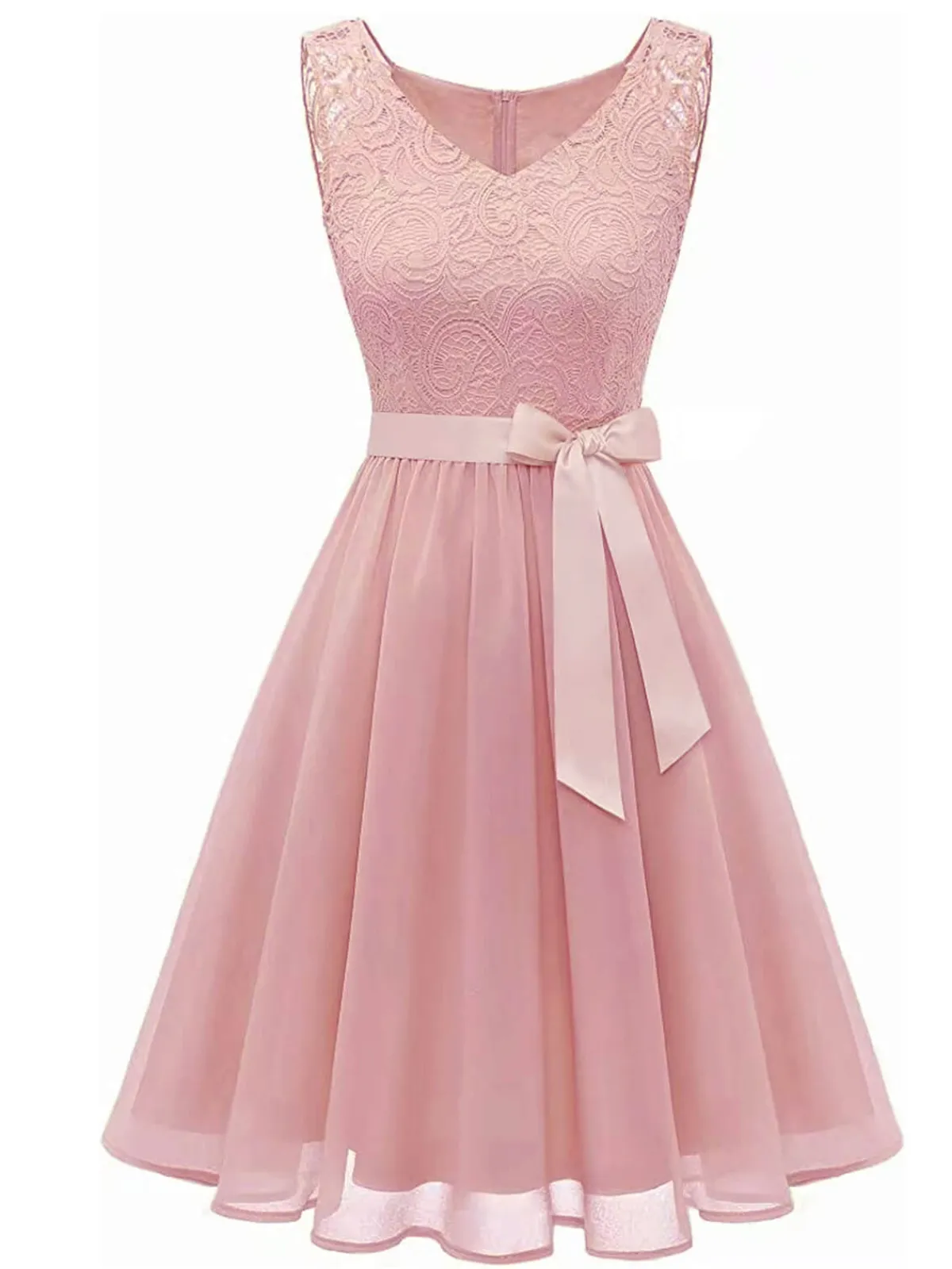 Outlet Retro Stage 1940s Solid Lace Chiffon Patchwork Dress