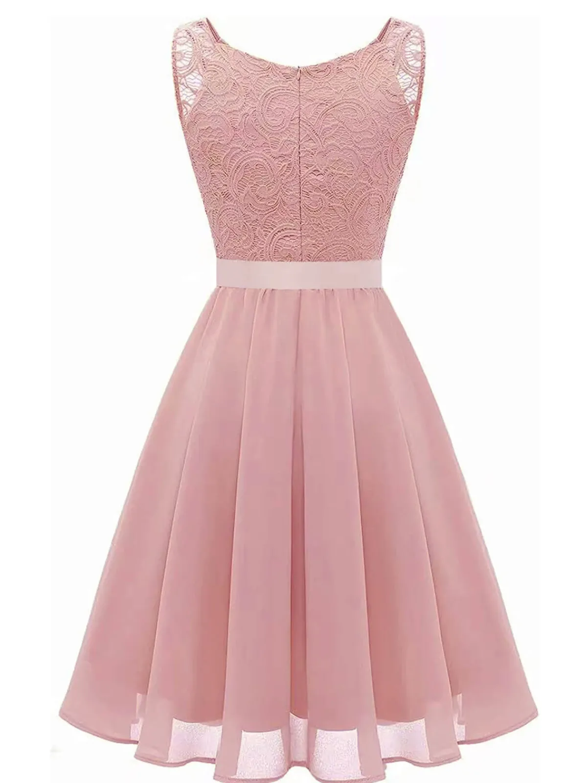 Outlet Retro Stage 1940s Solid Lace Chiffon Patchwork Dress