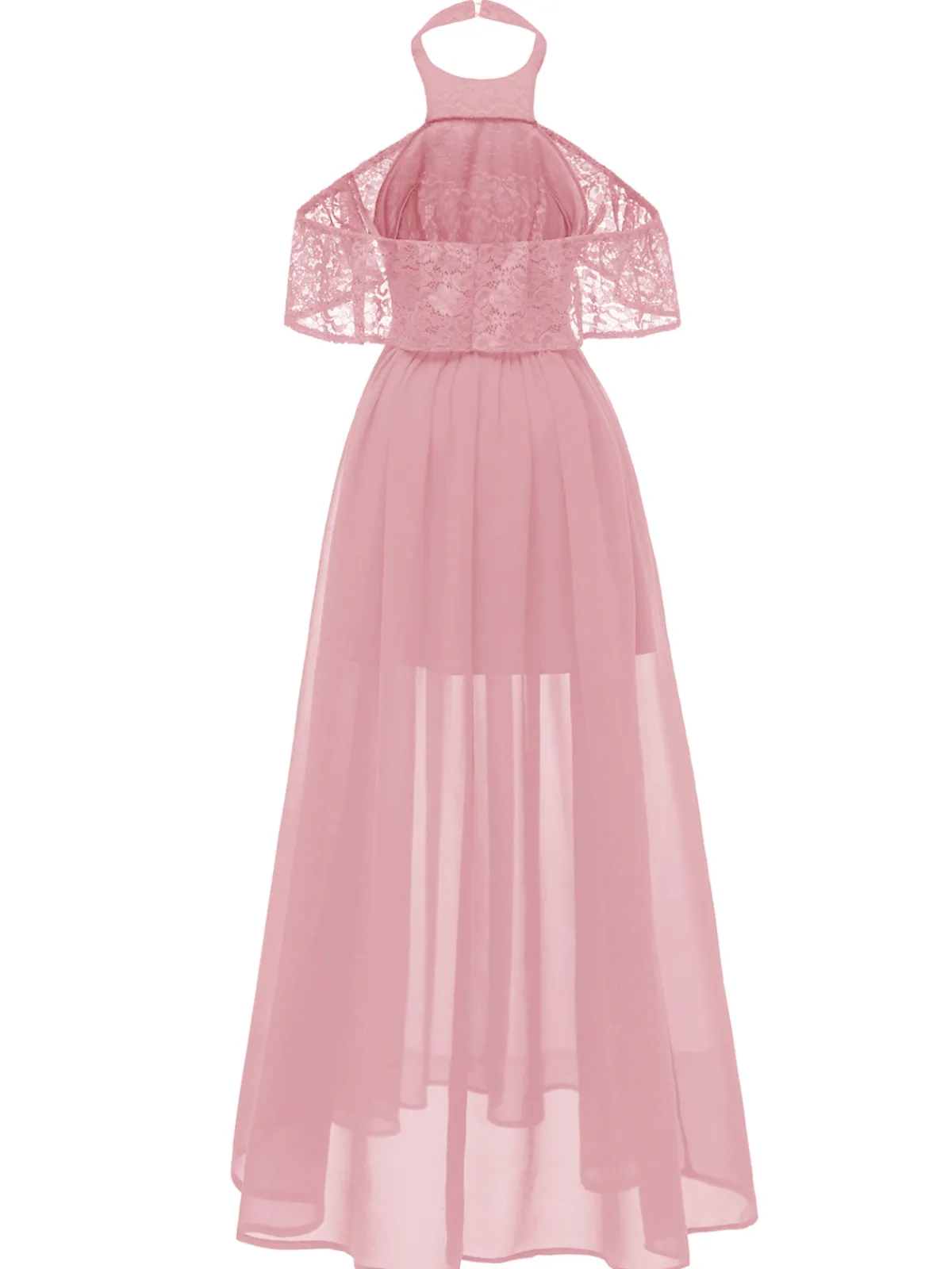 Outlet Retro Stage 1940s Solid Lace Cold-Shoulder Long Dress