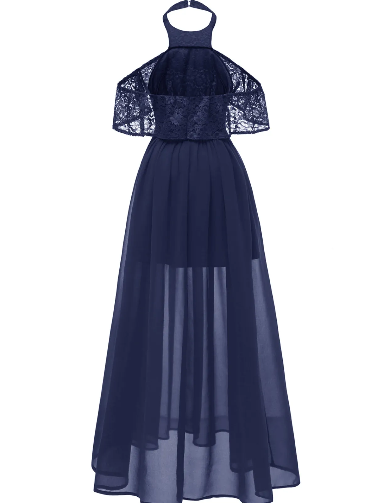 Outlet Retro Stage 1940s Solid Lace Cold-Shoulder Long Dress