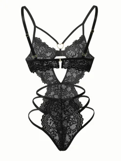 Fashion Retro Stage 1950s Solid Lace Sheer Cut-Out Nighties