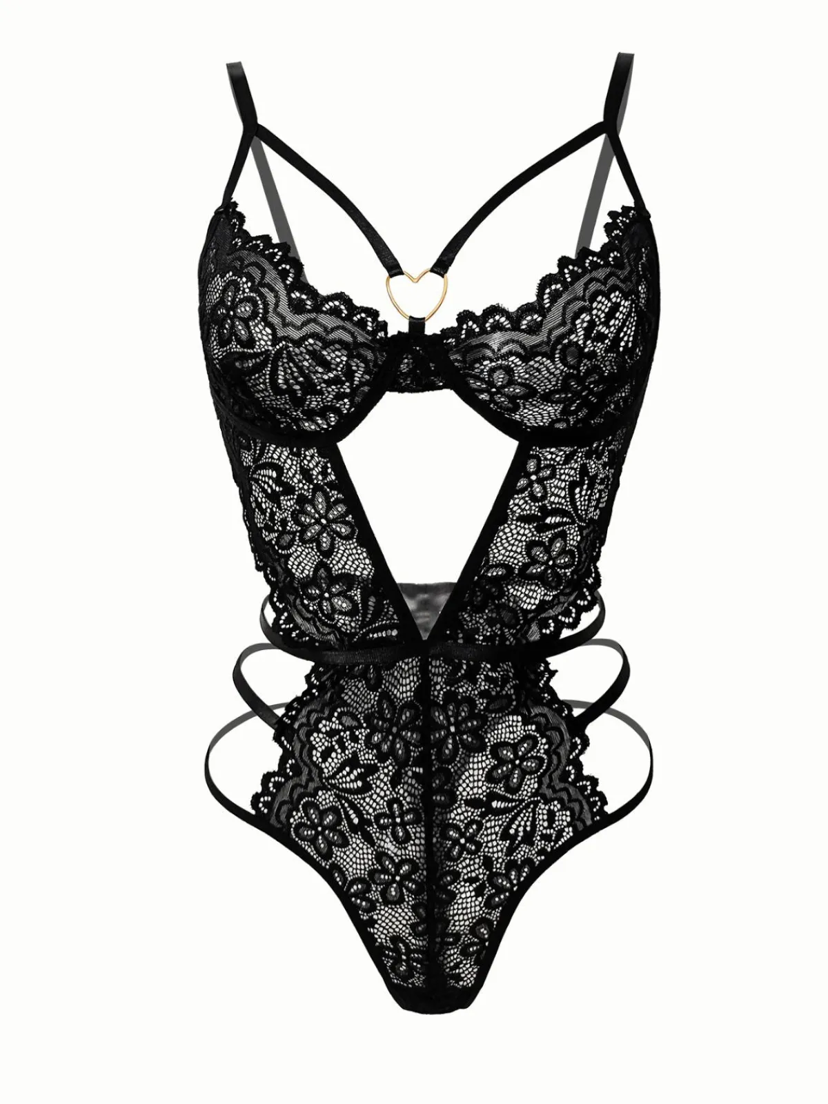 Fashion Retro Stage 1950s Solid Lace Sheer Cut-Out Nighties