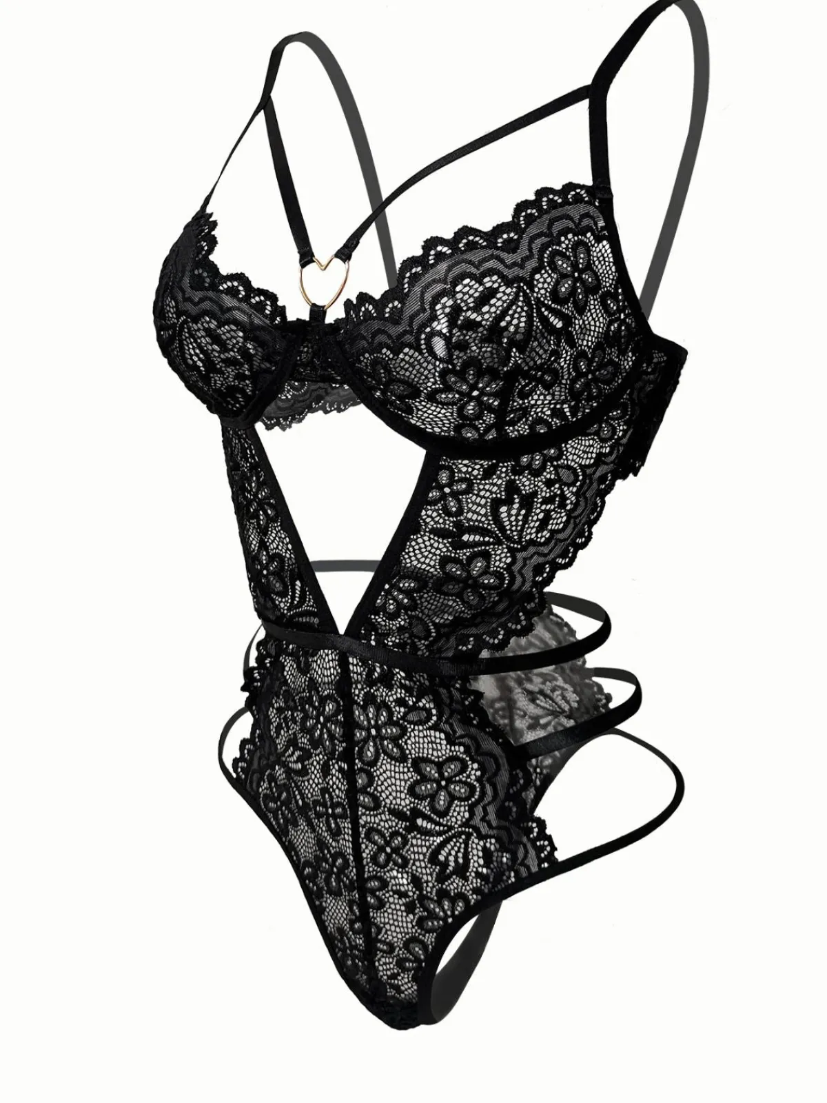 Fashion Retro Stage 1950s Solid Lace Sheer Cut-Out Nighties