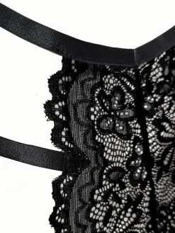 Fashion Retro Stage 1950s Solid Lace Sheer Cut-Out Nighties