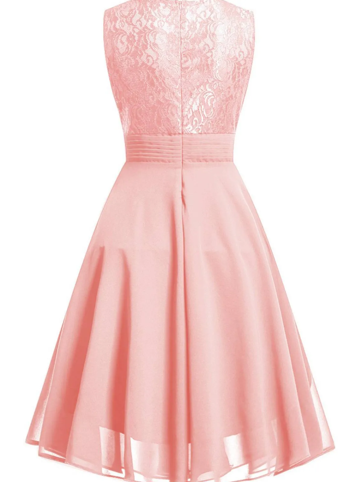 Fashion Retro Stage 1950s Solid Lace Sleeveless Swing Dress