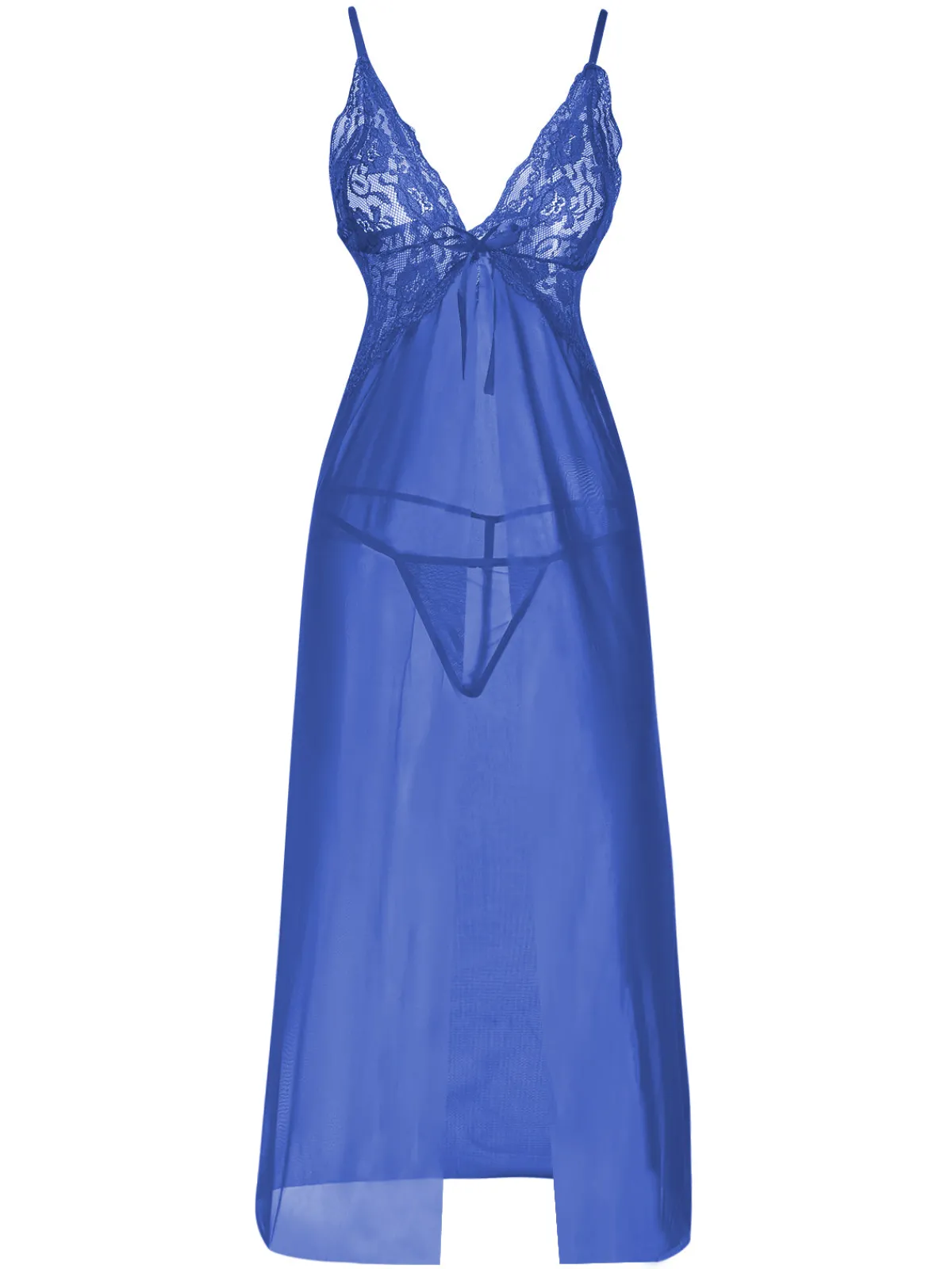 Online Retro Stage 1930s Solid Lace Straps Long Nightdress