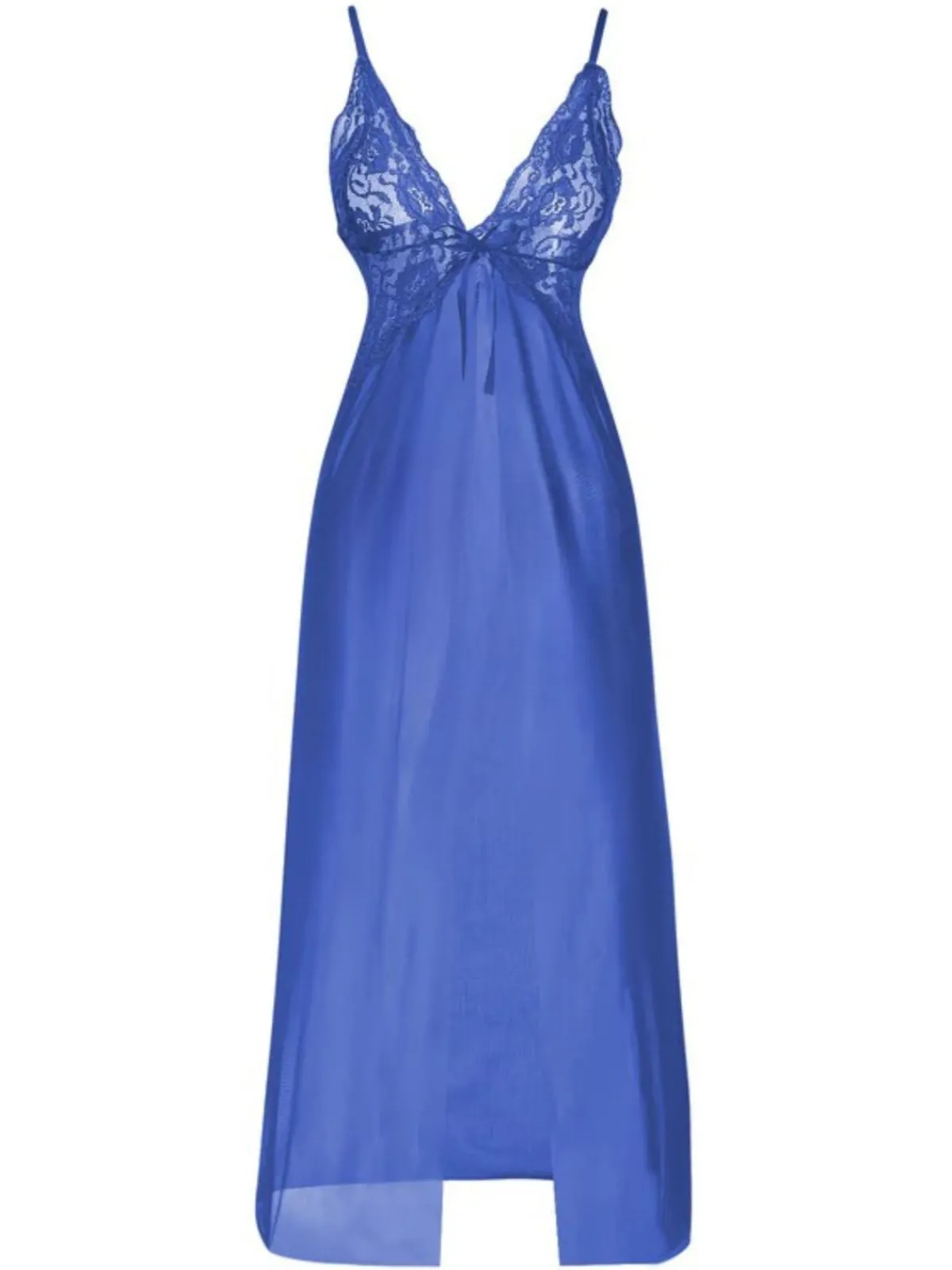 Online Retro Stage 1930s Solid Lace Straps Long Nightdress