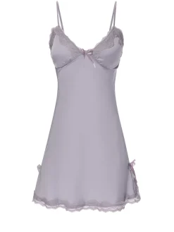 Fashion Retro Stage 1950s Solid Lace Trimmed Straps Sleepwear