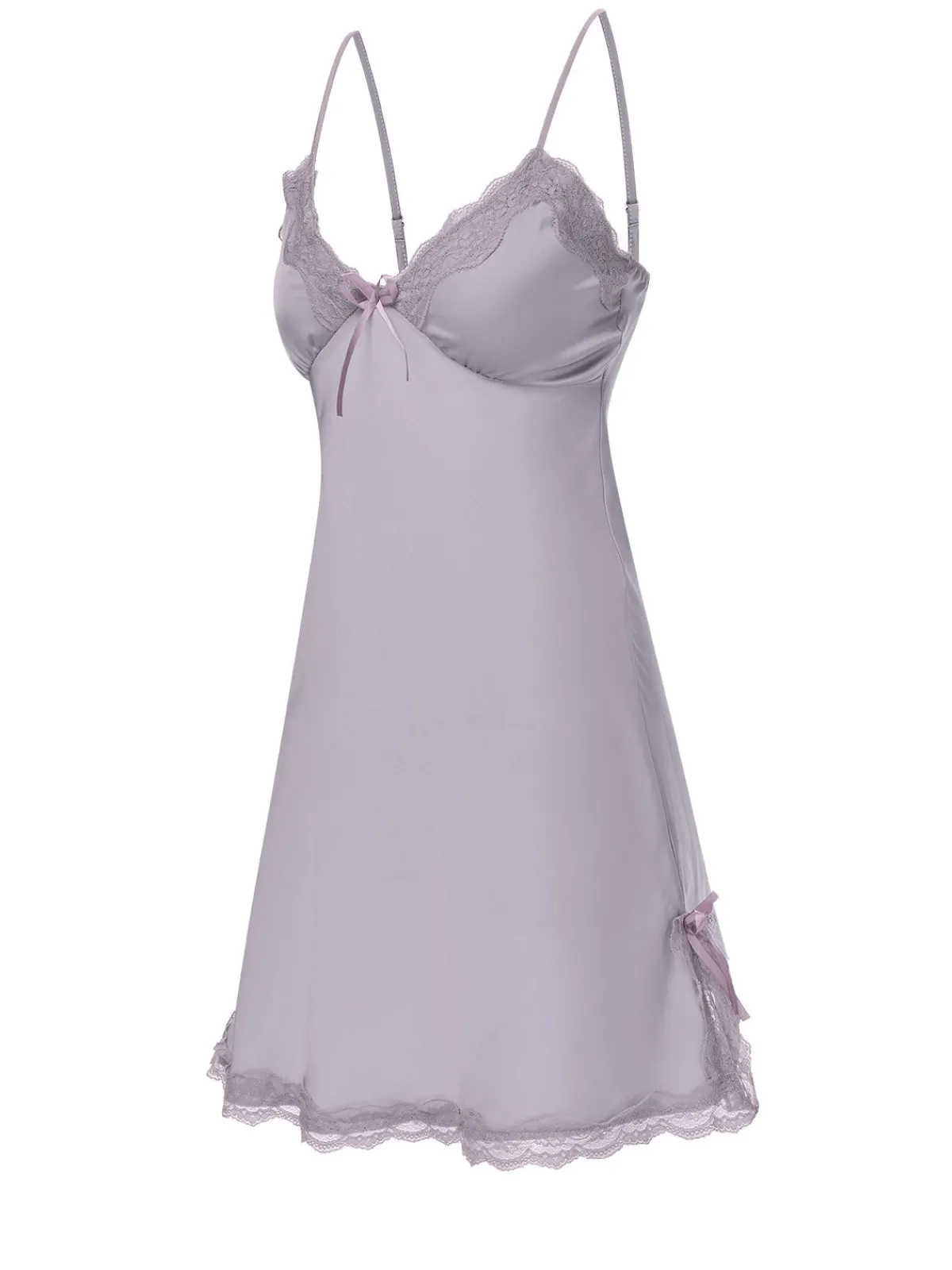 Fashion Retro Stage 1950s Solid Lace Trimmed Straps Sleepwear