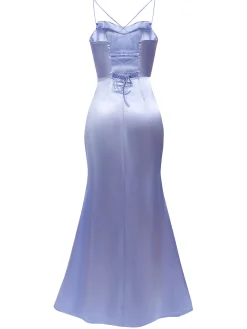 Online Retro Stage 1920s Solid Lace-Up High Slit Dress