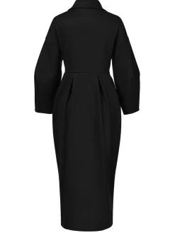 Online Retro Stage 1960s Solid Lantern Sleeves Wide Lapel Coat