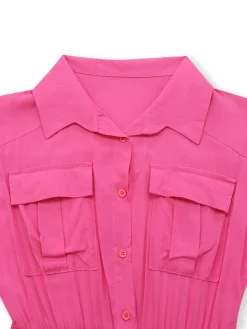 Discount Retro Stage 1930s Solid Lapel Button Belted Cargo Jumpsuit