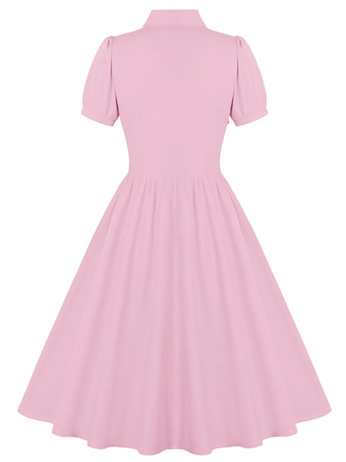 Hot Retro Stage 1950s Solid Lapel Buttons Swing Dress