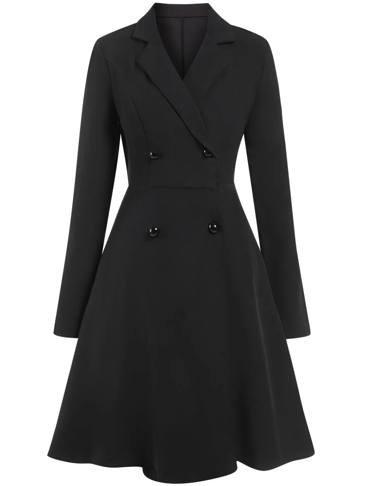 New Retro Stage 1950s Solid Lapel Double Breasted Trench Coat