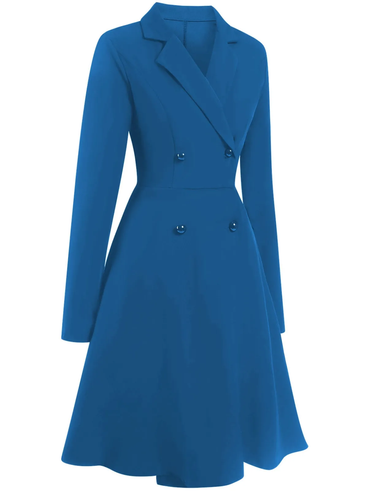 New Retro Stage 1950s Solid Lapel Double Breasted Trench Coat
