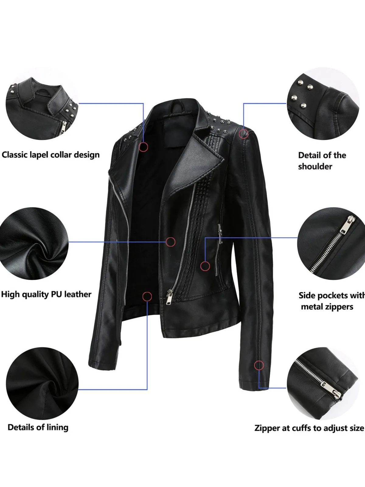 New Retro Stage 1980s Solid Lapel Leather Jacket