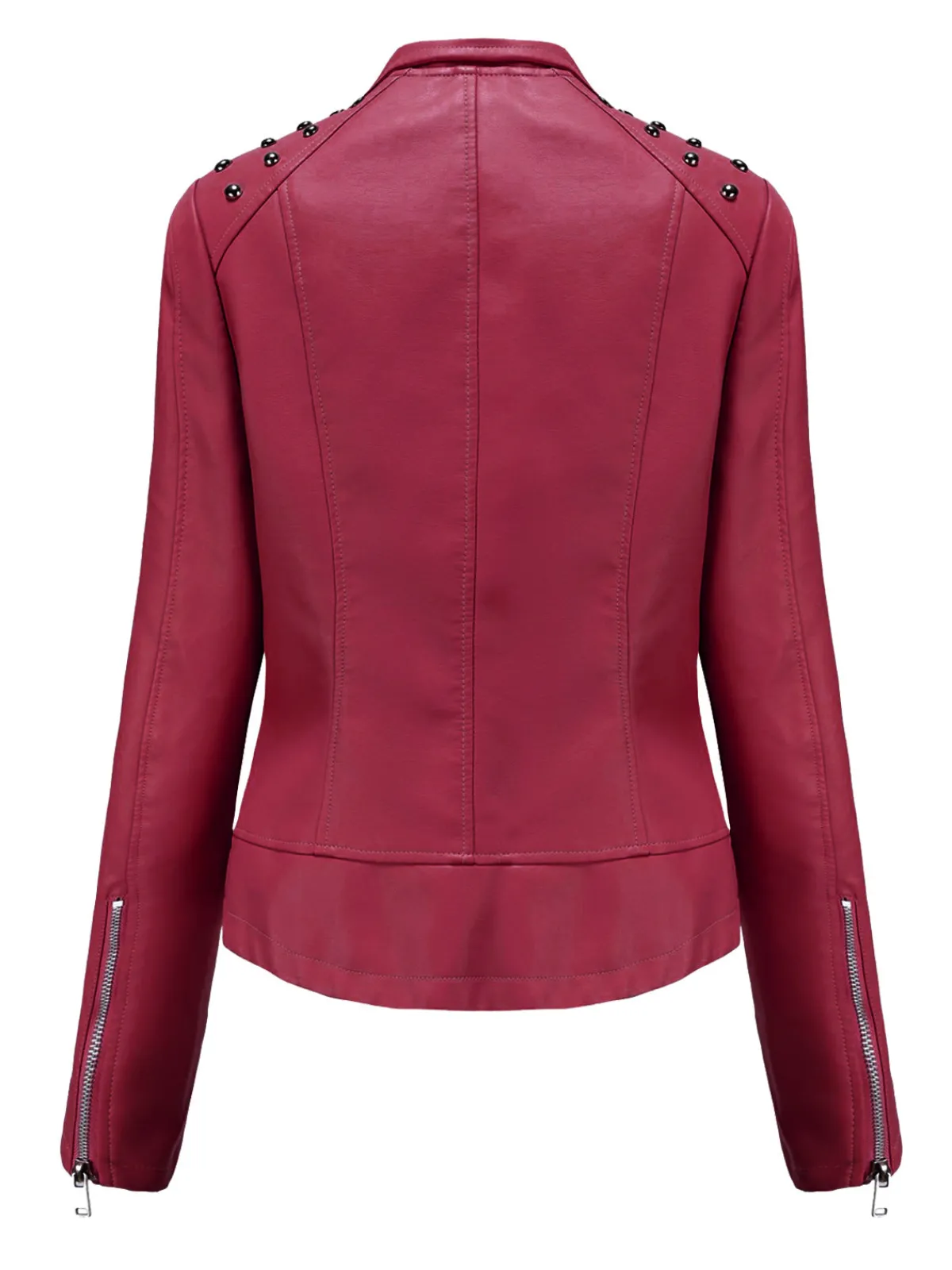 Fashion Retro Stage 1980s Solid Lapel Leather Jacket