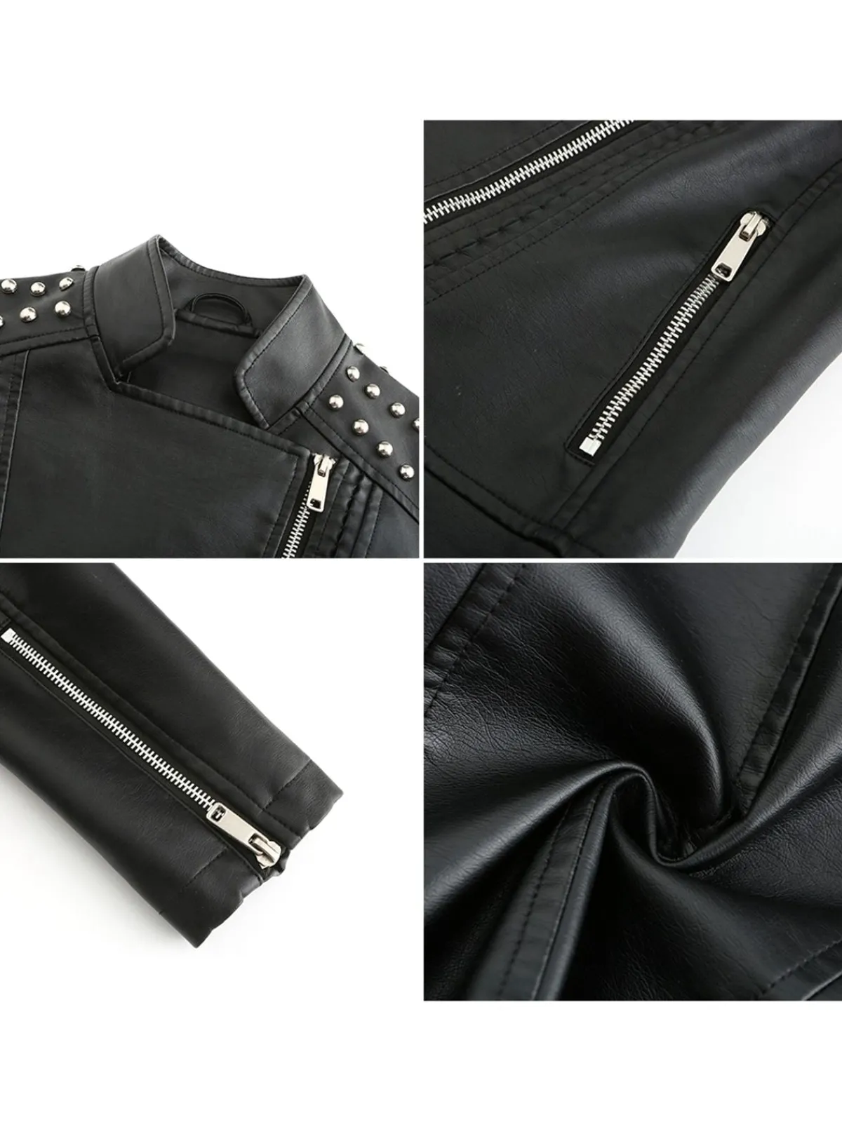 Fashion Retro Stage 1980s Solid Lapel Leather Jacket