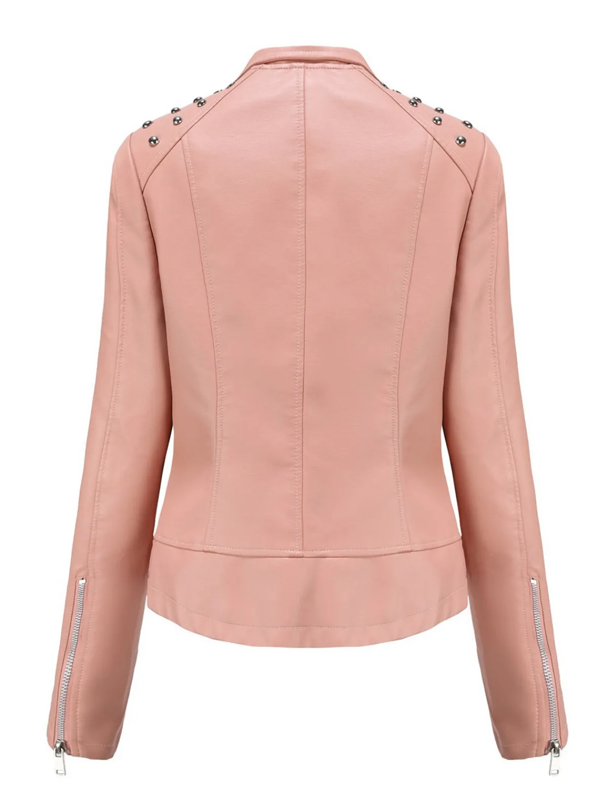 Fashion Retro Stage 1980s Solid Lapel Leather Jacket