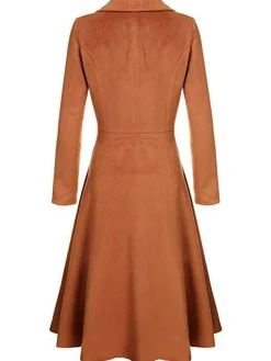 Discount Retro Stage 1930s Solid Lapel Long Sleeve Coat