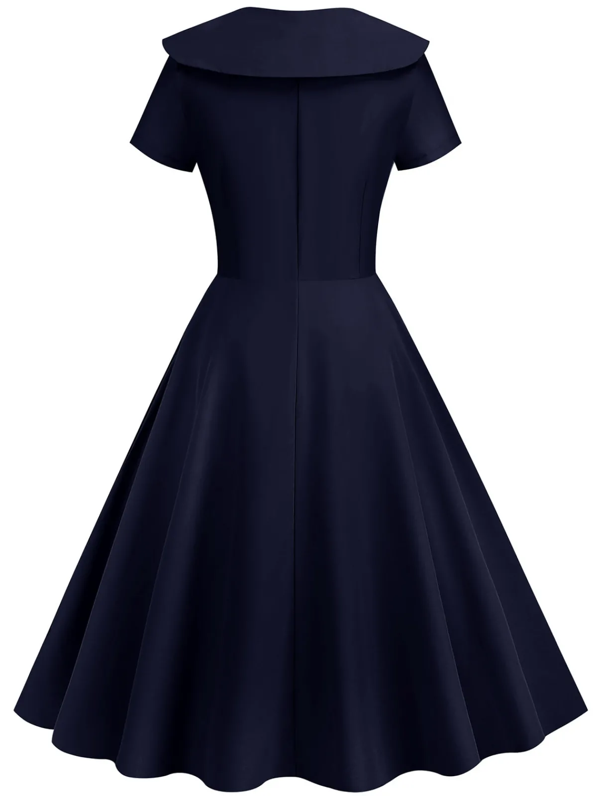 Clearance Retro Stage 1950s Solid Lapel Swing Dress