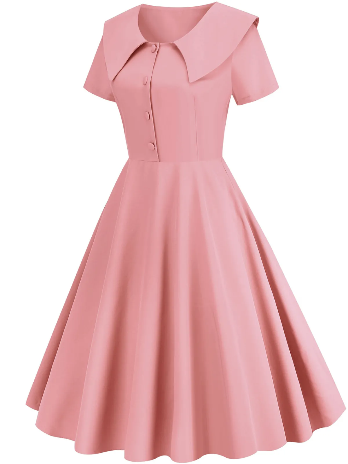 Clearance Retro Stage 1950s Solid Lapel Swing Dress