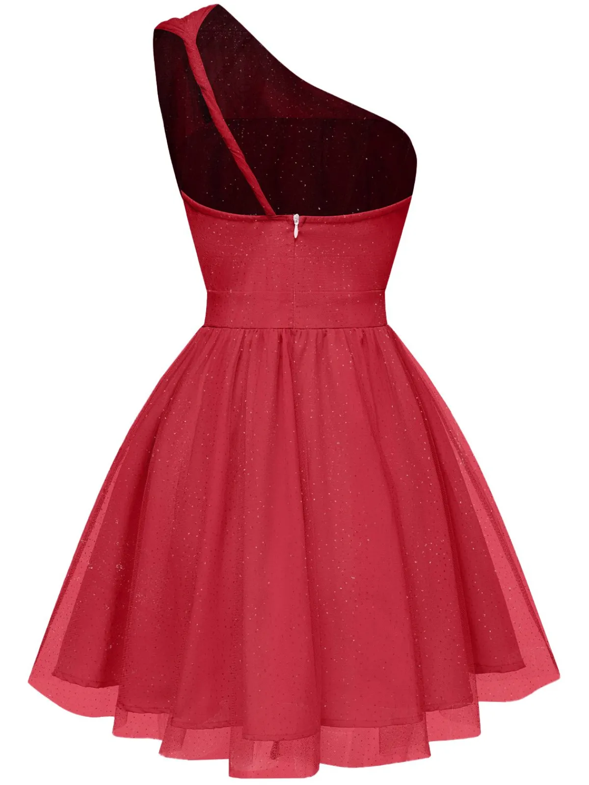Best Retro Stage 1960s Solid Mesh One Shoulder Dress