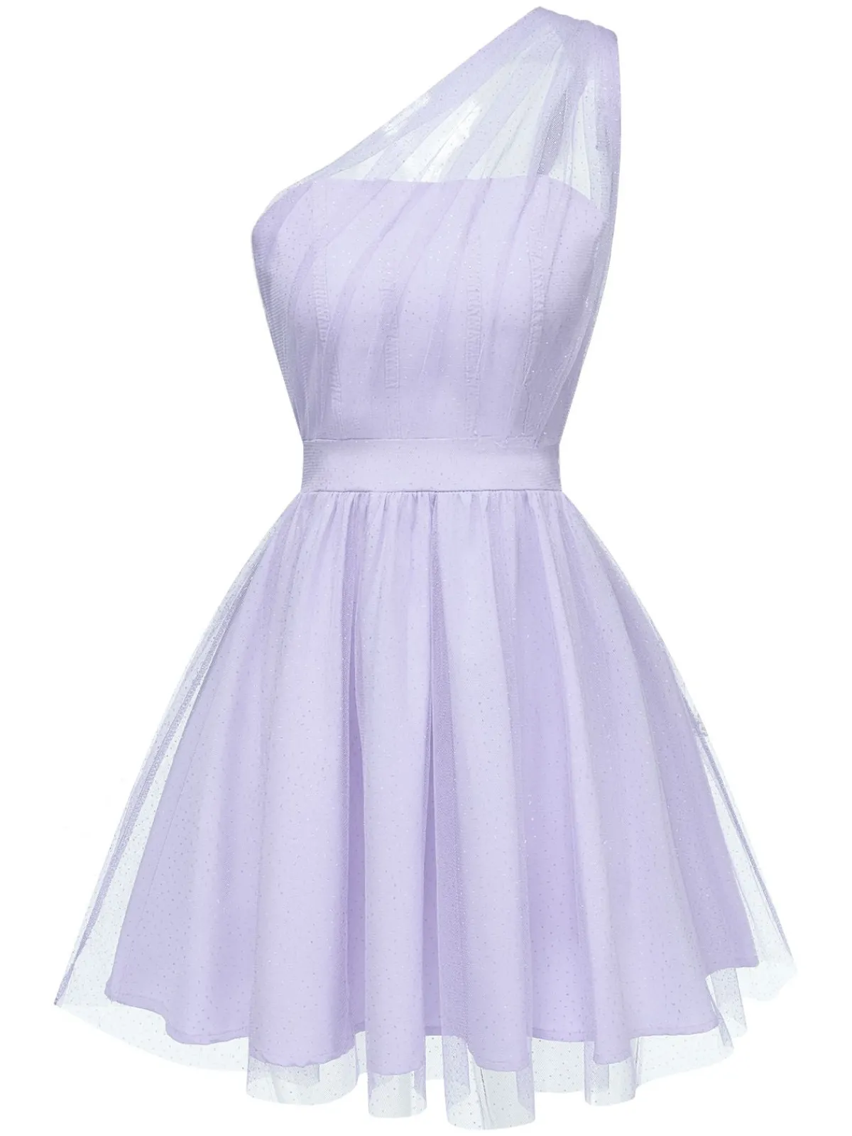 Best Retro Stage 1960s Solid Mesh One Shoulder Dress