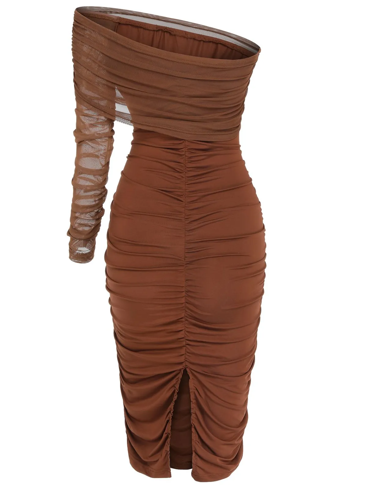 Fashion Retro Stage 1960s Solid Mesh Pleated Hip Dress